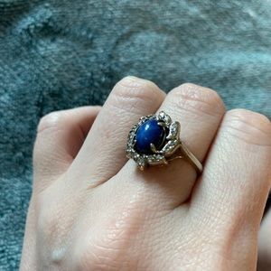 SOLD Star Sapphire and Diamond Cluster Ring